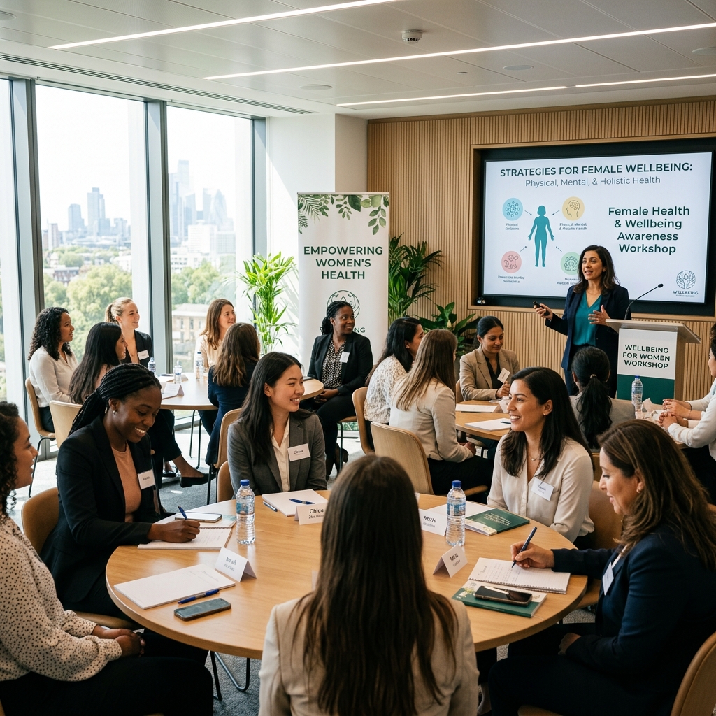 Women participating in a female healthcare and wellbeing training workshop