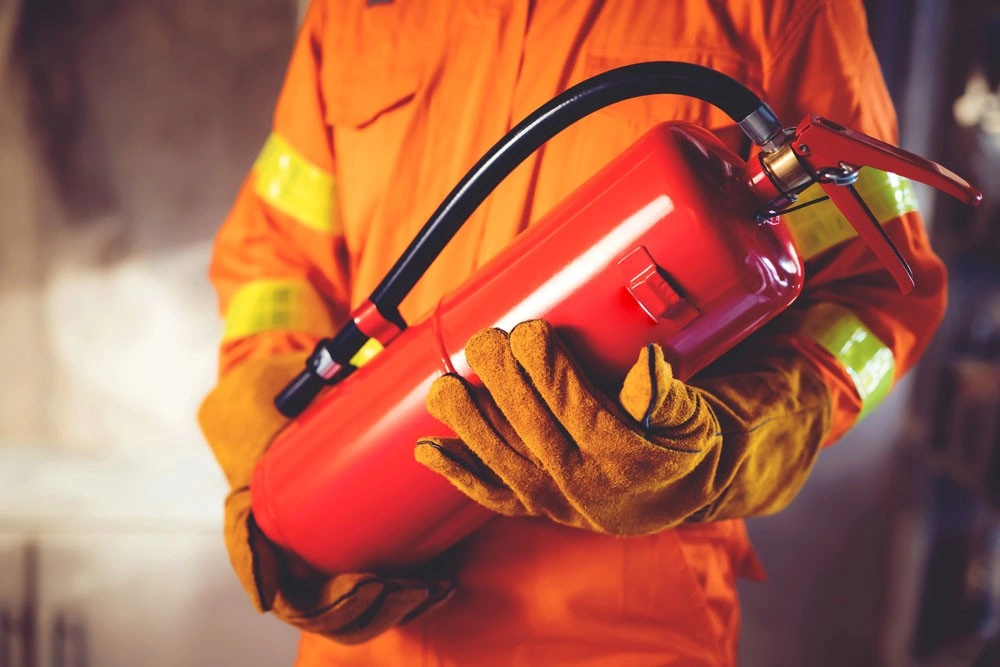 Fire safety and extinguisher training session