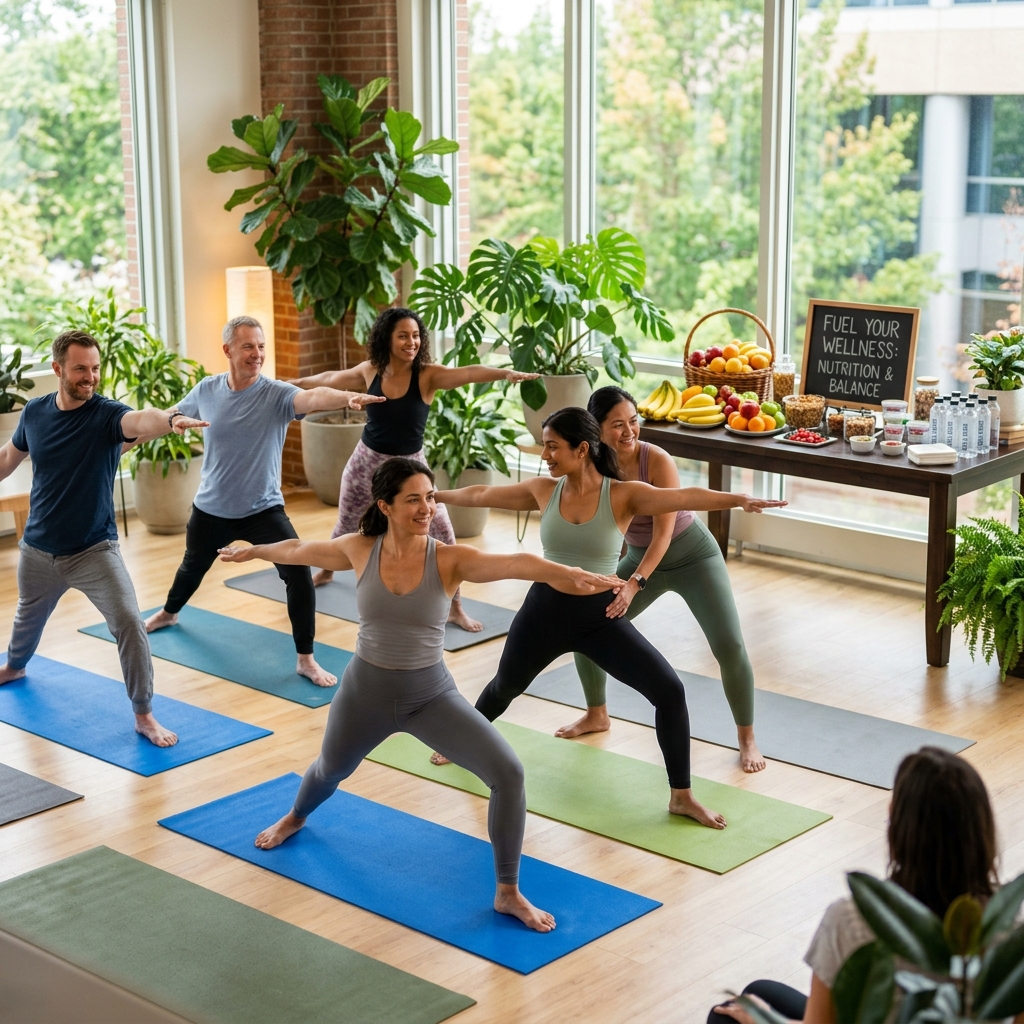 Wellness program with meditation, yoga and nutrition guidance